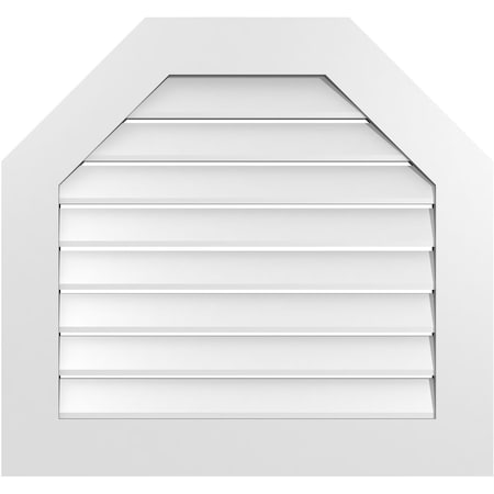 Ekena Millwork Octagonal Top Surface Mount PVC Gable Vent: Functional, w/ 3-1/2"W x 1"P Standard Frame, 30"W x 28"H GVPOT30X2801SF